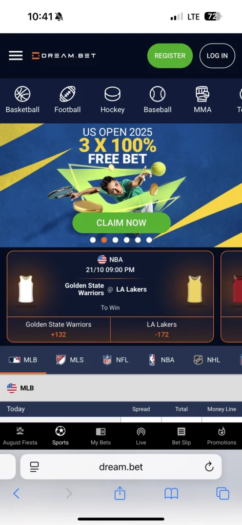 Interface de la version mobile de Dreambet Interface de la version mobile de Dreambet