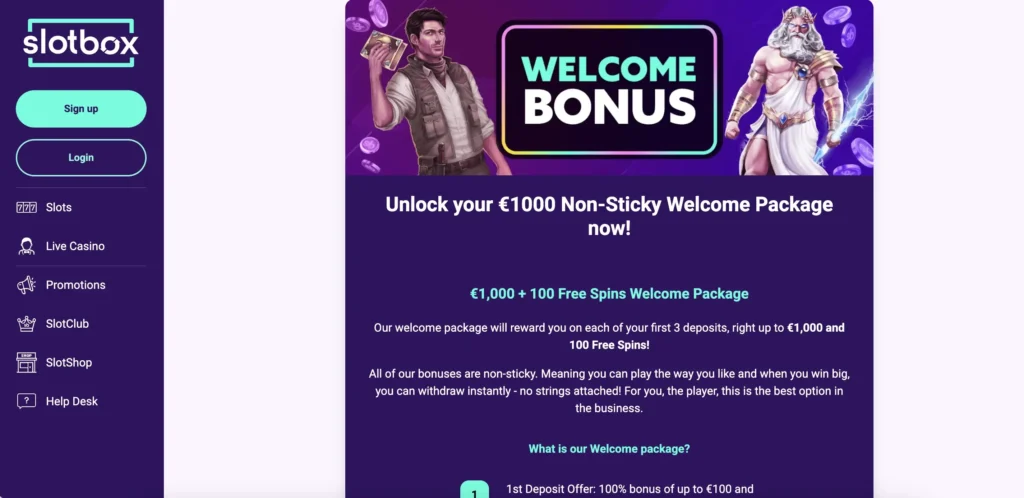 Slotbox Welcome Bonus