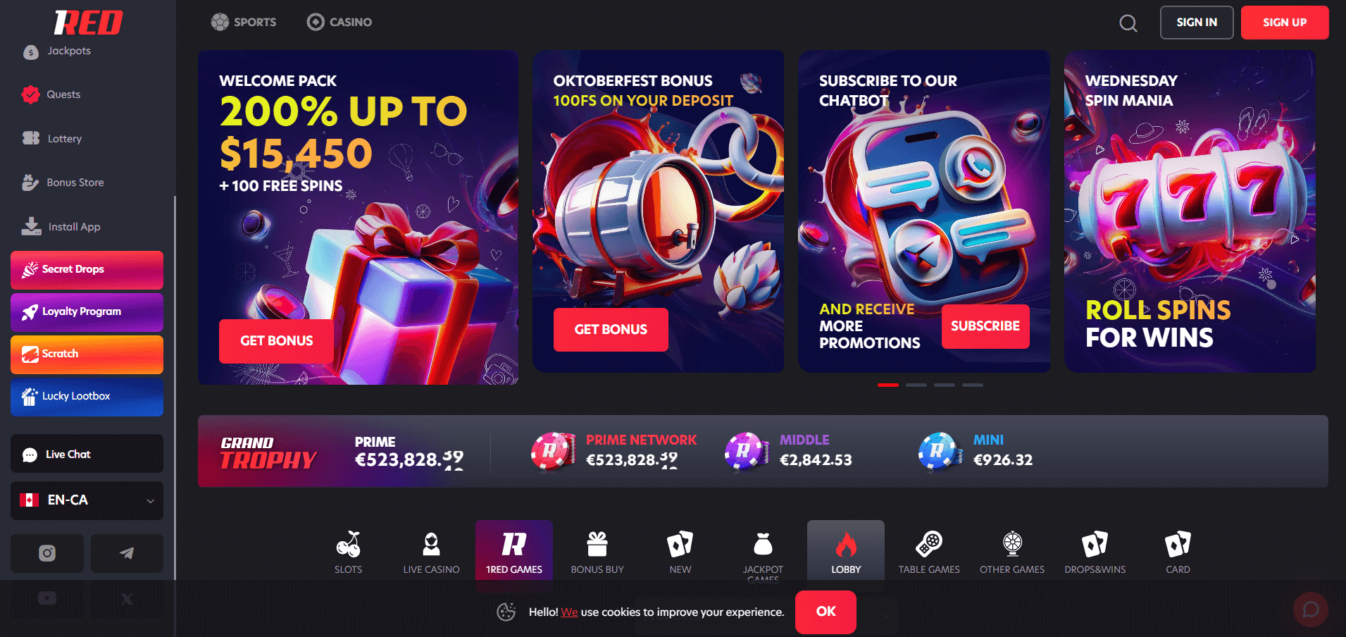 1RED Home Page