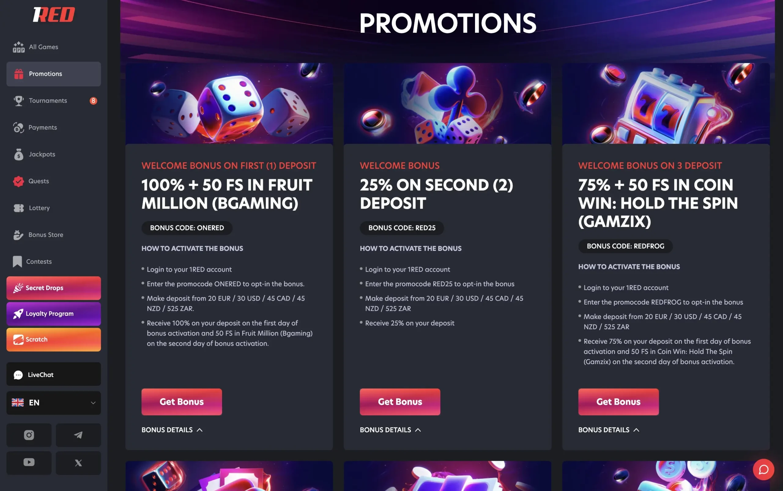 1RED Welcome Bonus