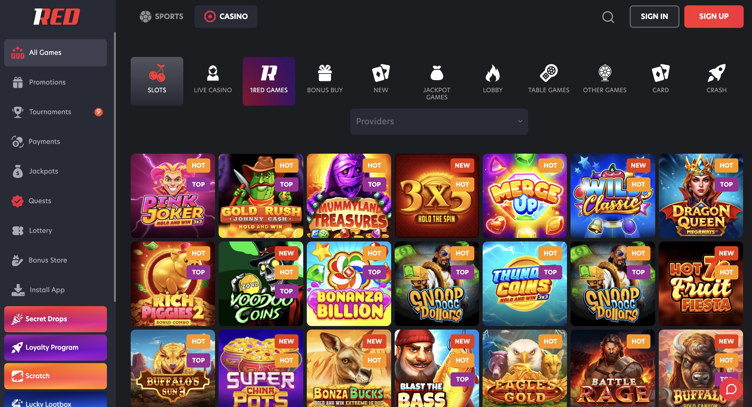 1RED casino game