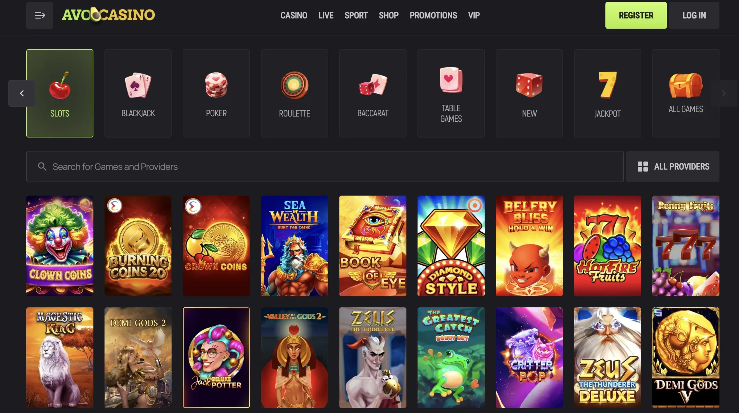 AvoCasino casino game