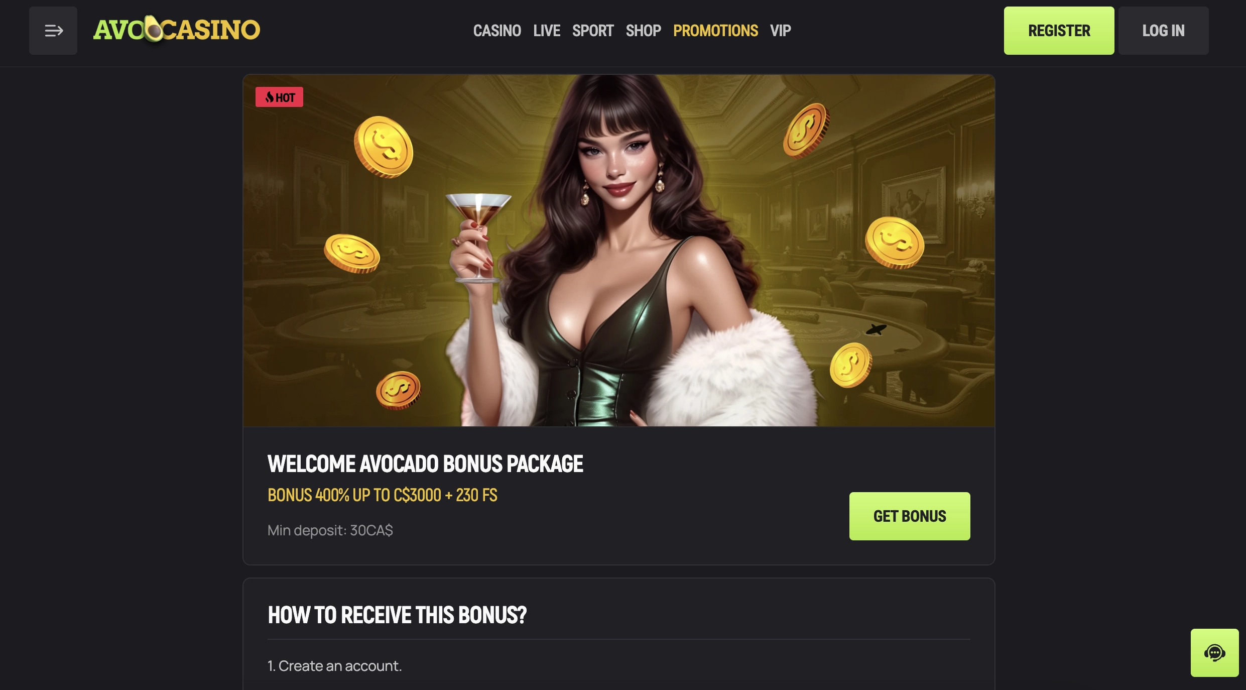 AvoCasino Welcome Bonus