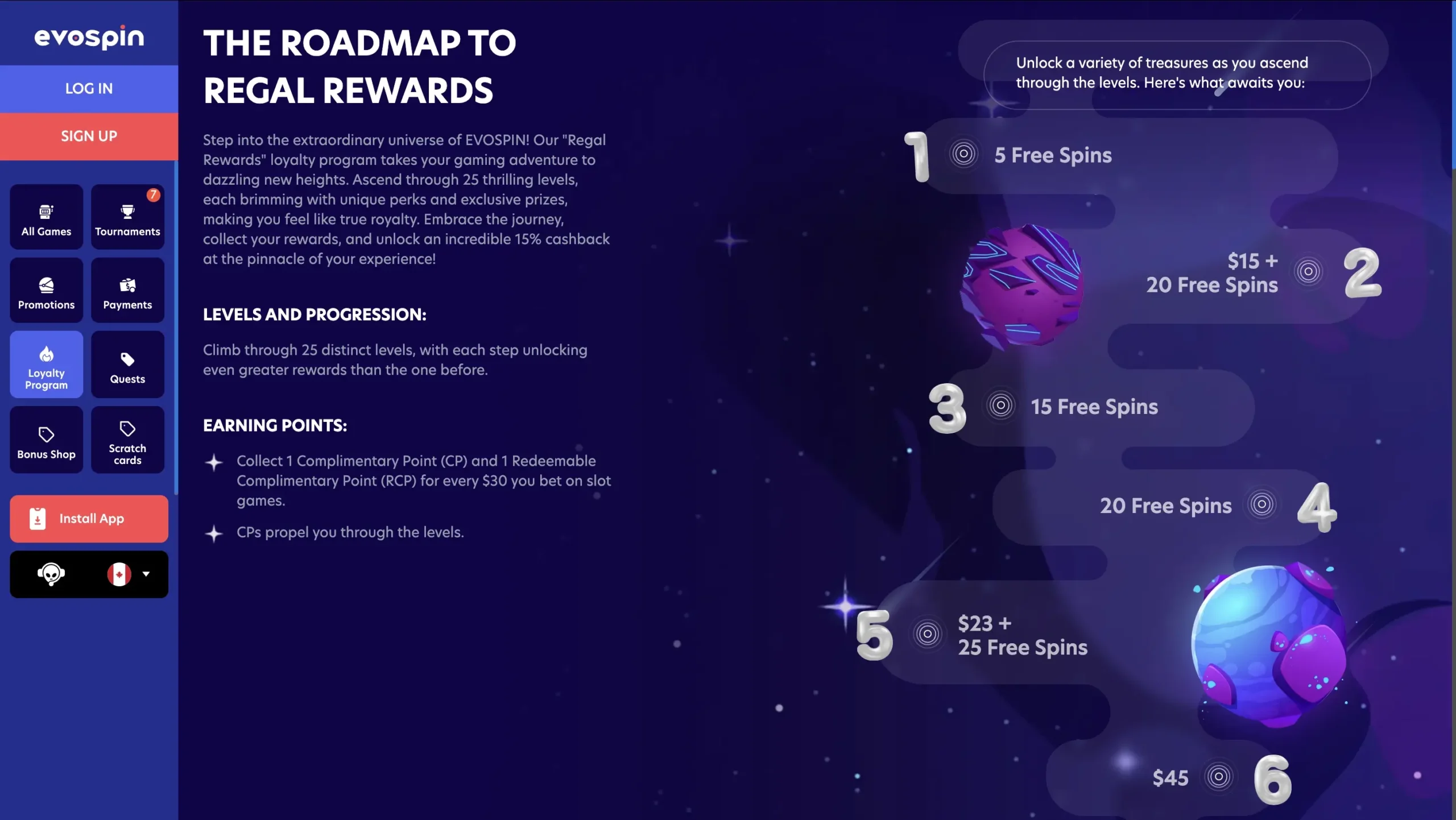 EvoSpin loyalty program