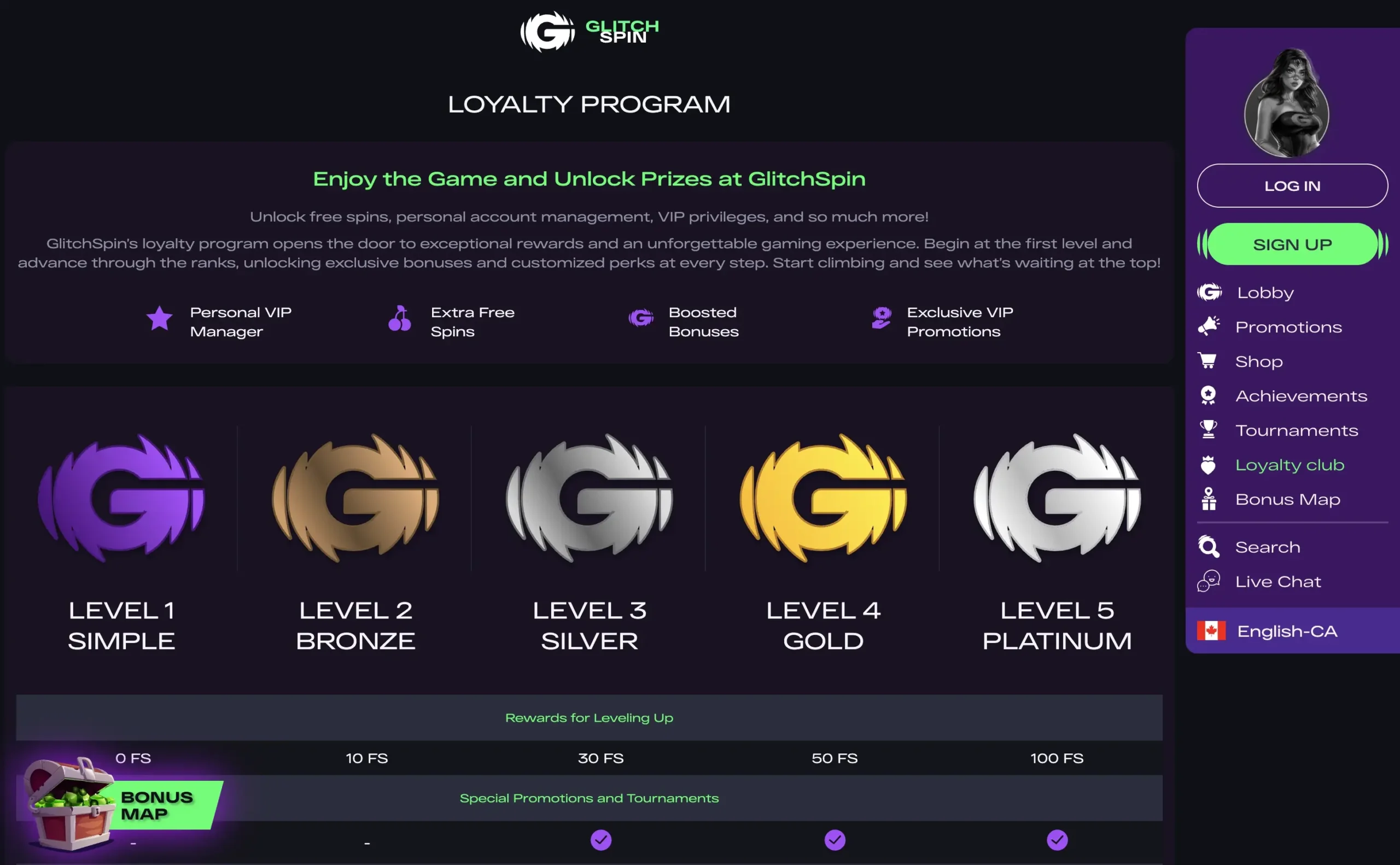Glitchspin loyalty program