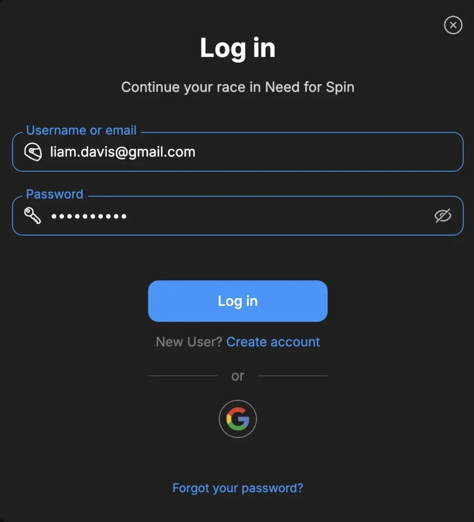 need for spin login process