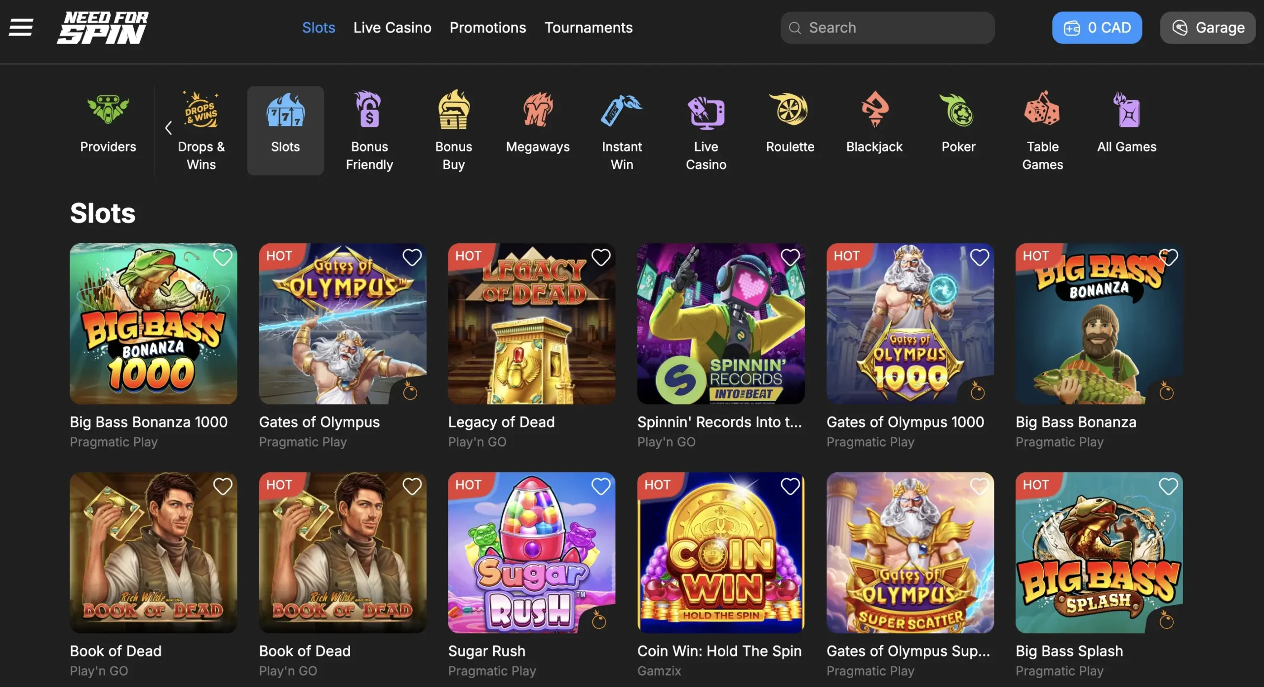 Need For Spin casino game