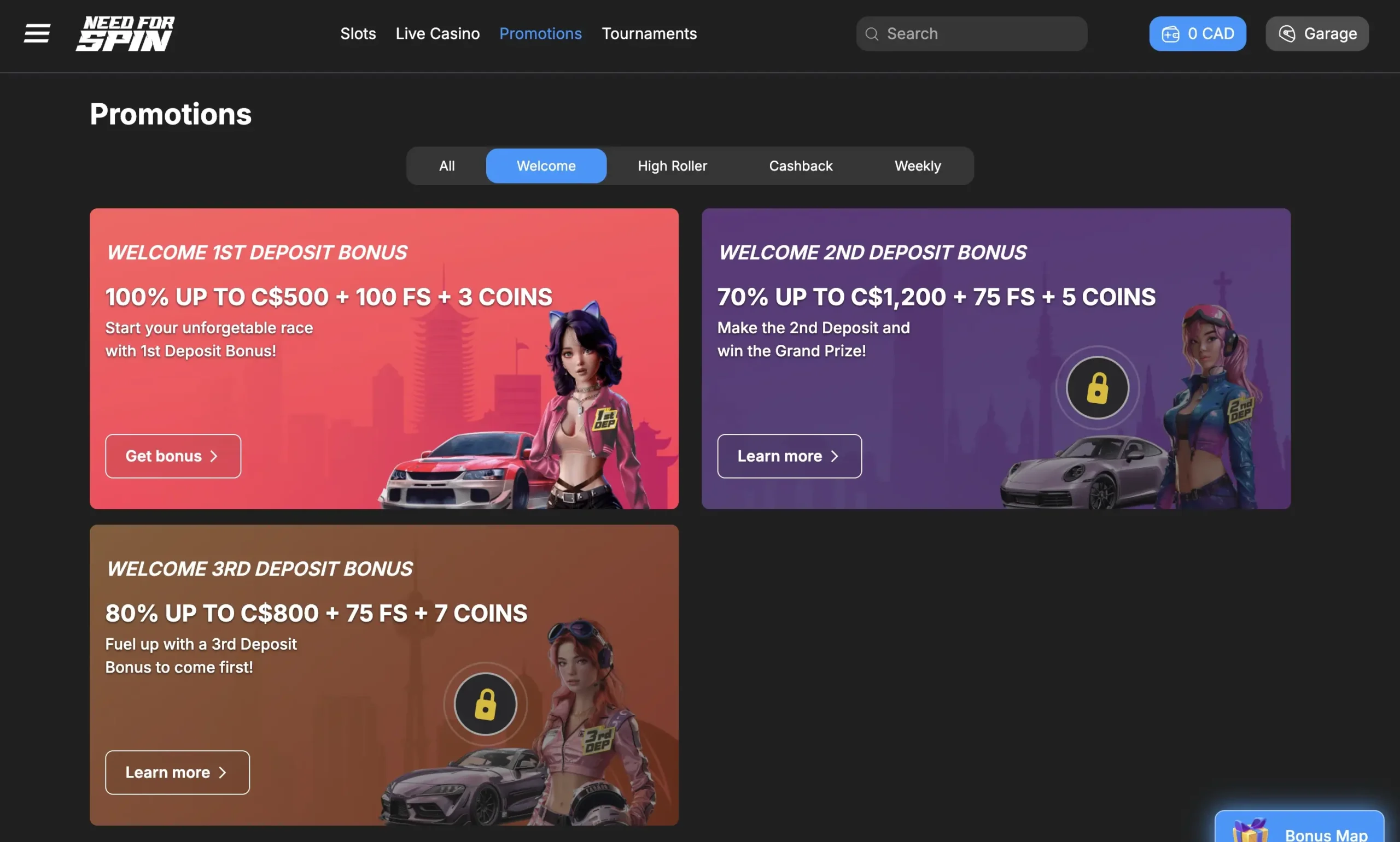 Need For Spin Welcome Bonus