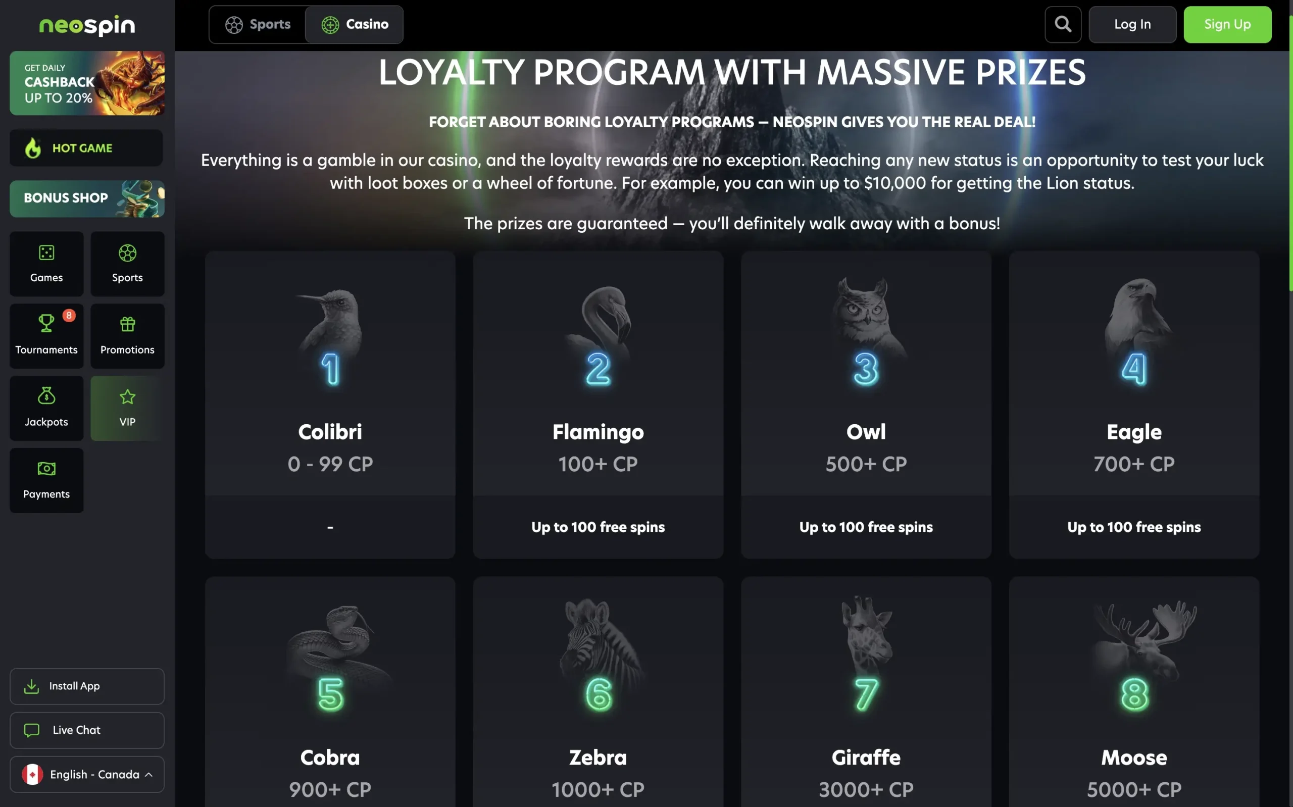 Neospin Loyalty Program