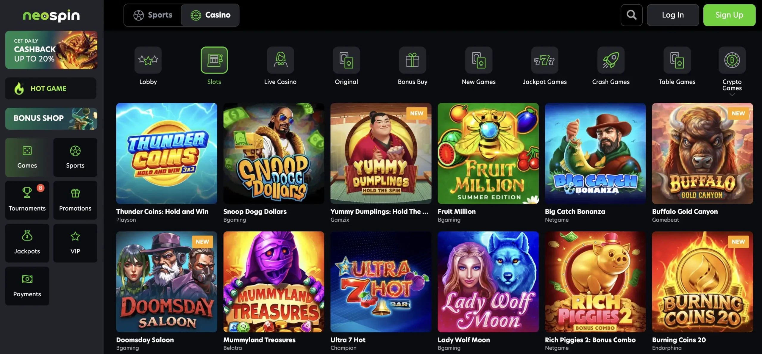 Neospin casino game