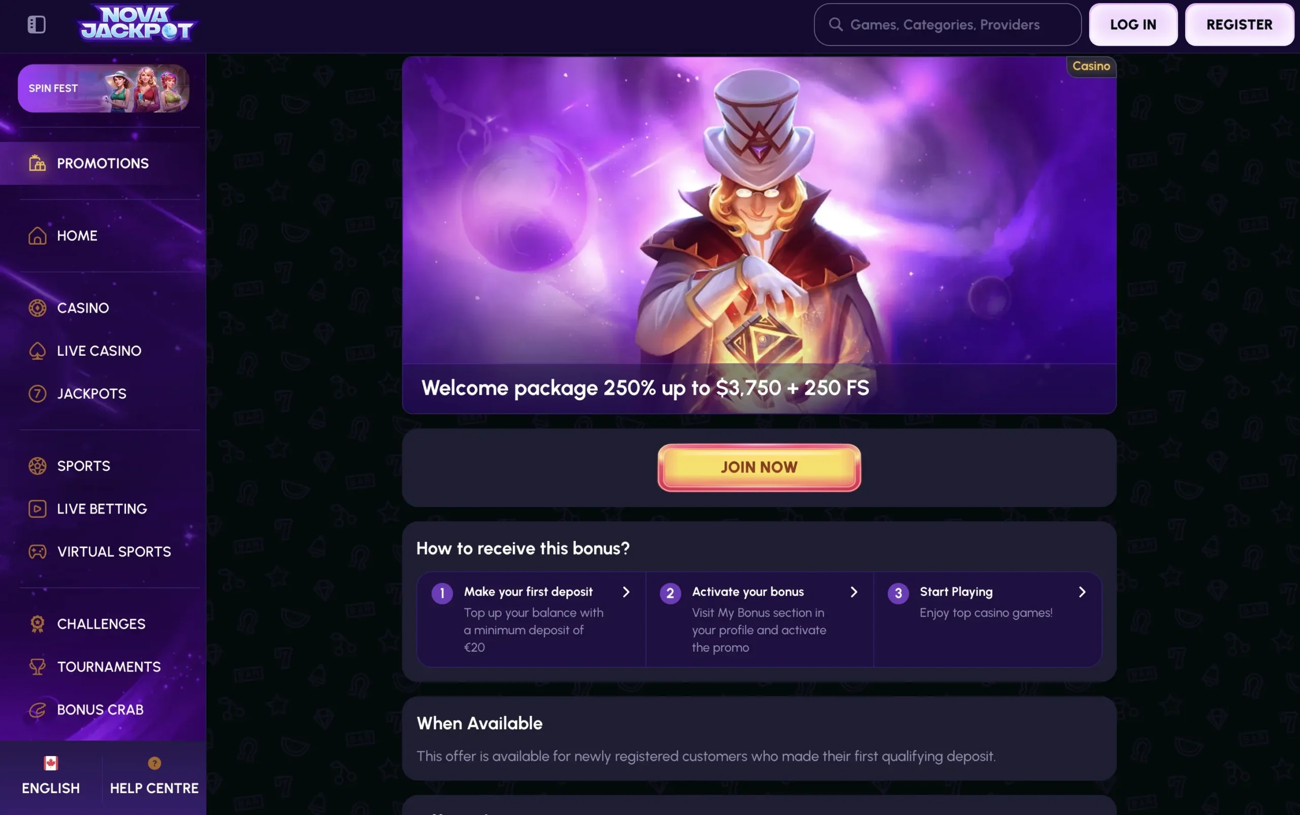 Novajackpot Welcome Bonus