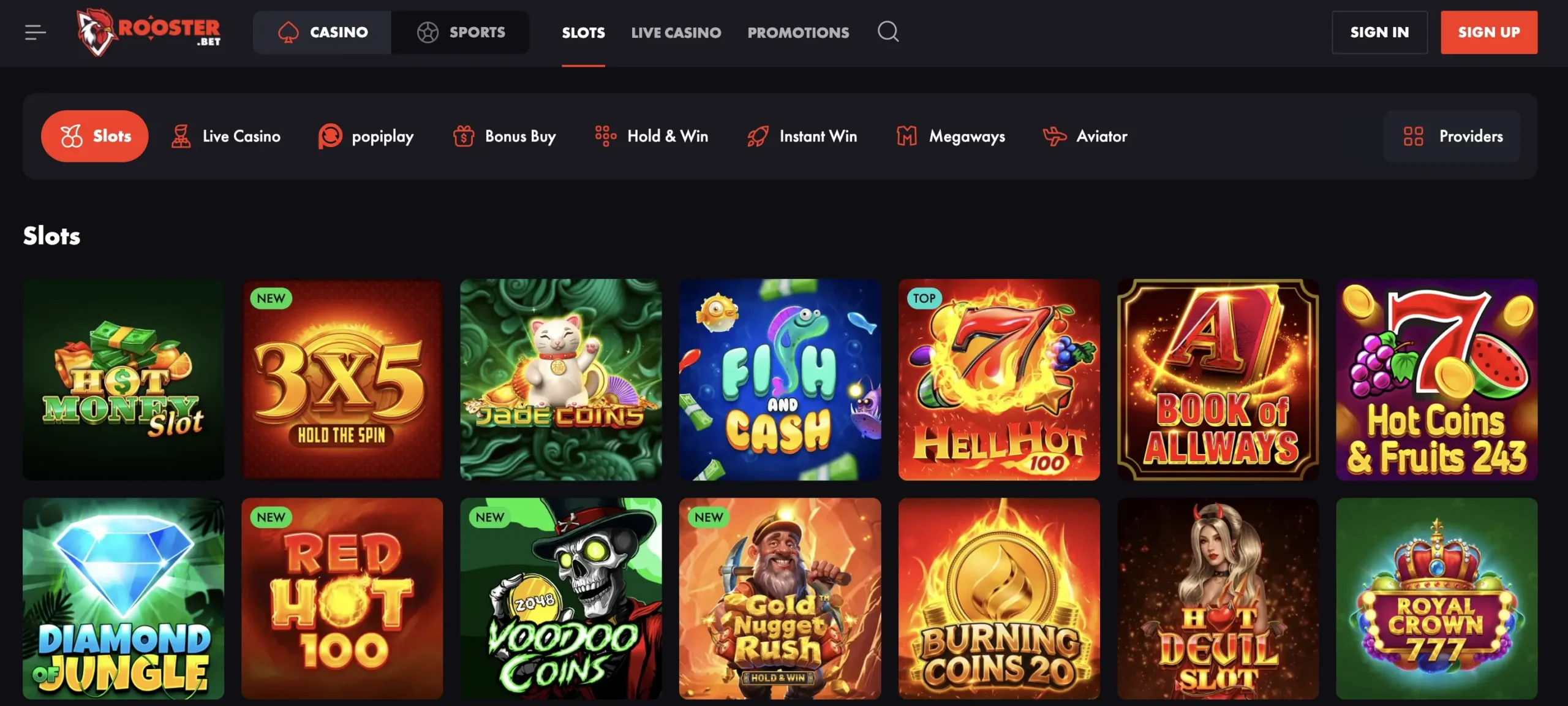 Rooster.bet casino game