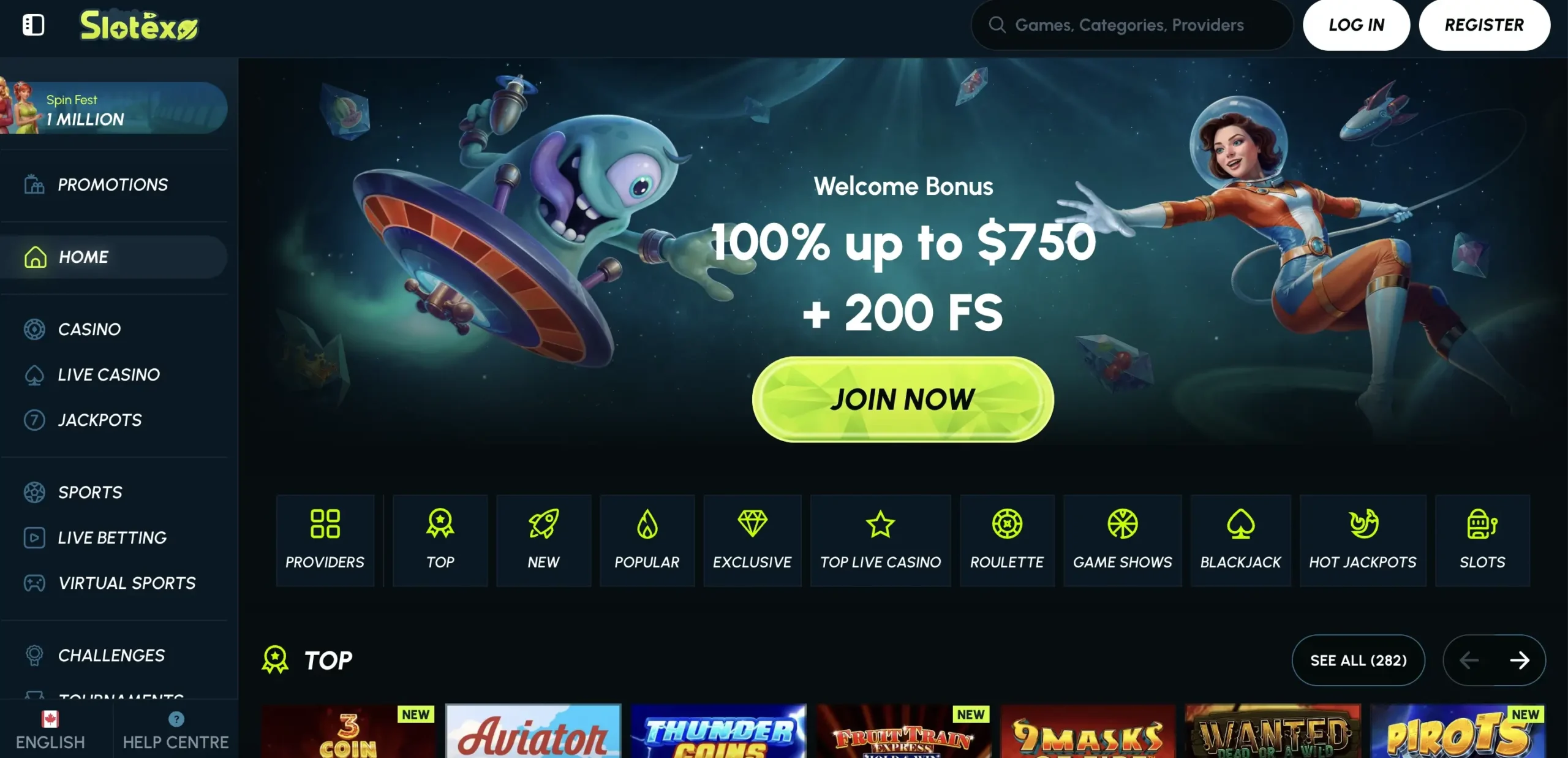 Slotexo Home Page