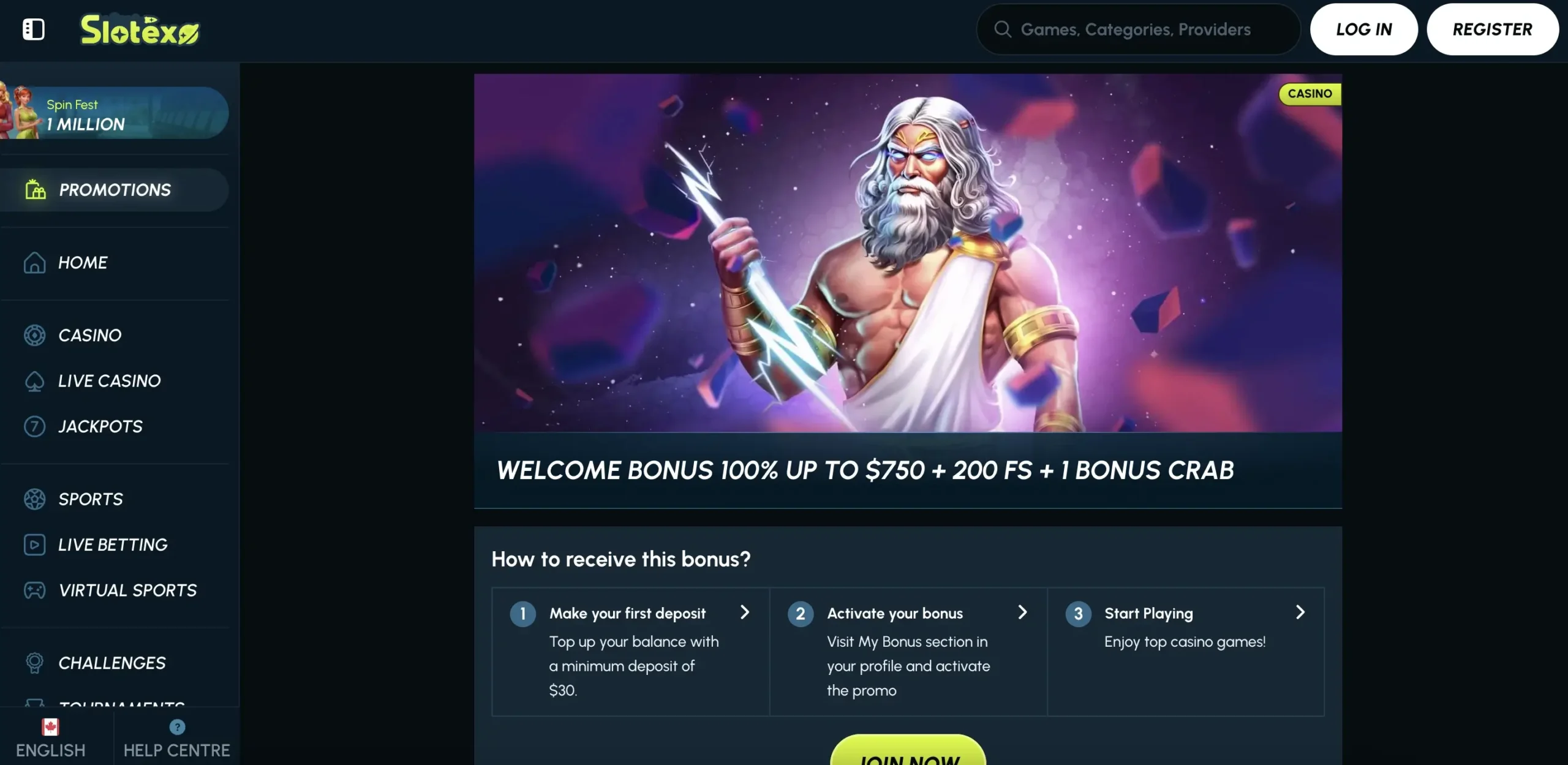 Slotexo Welcome Bonus