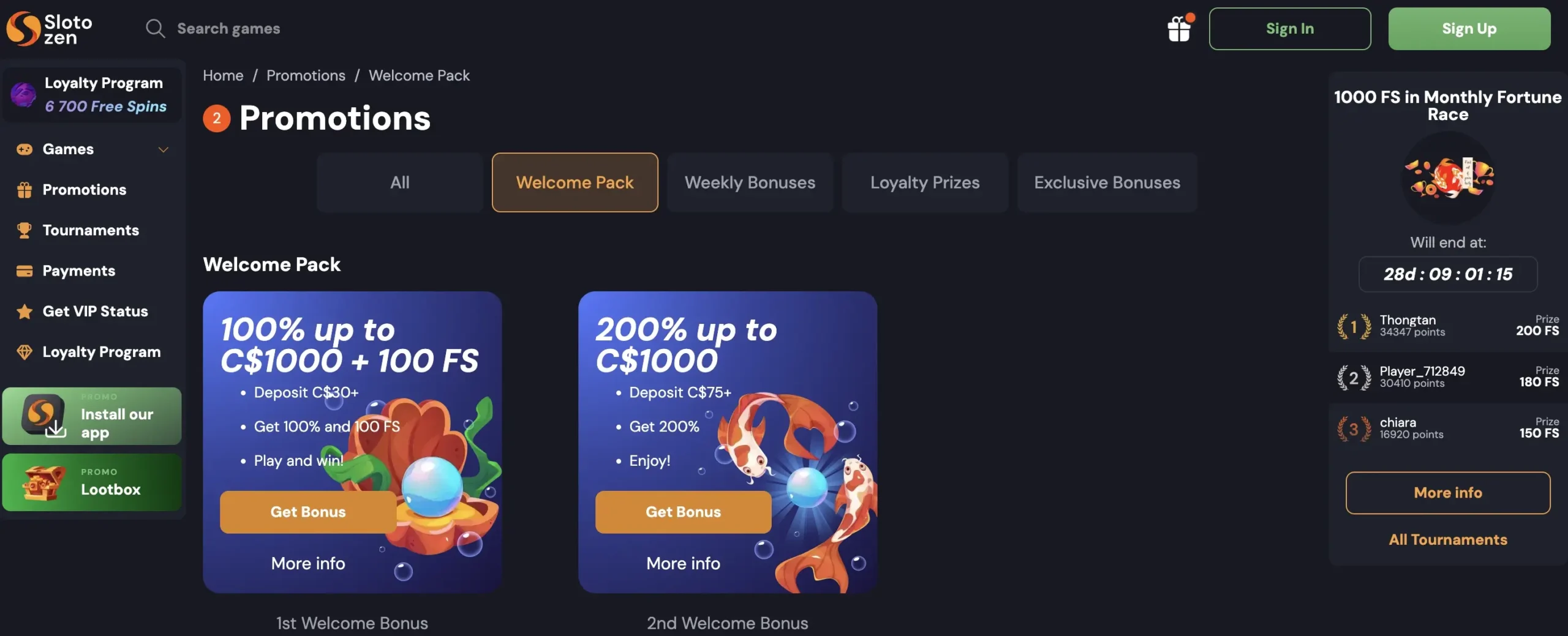 Slotozen Welcome Bonus