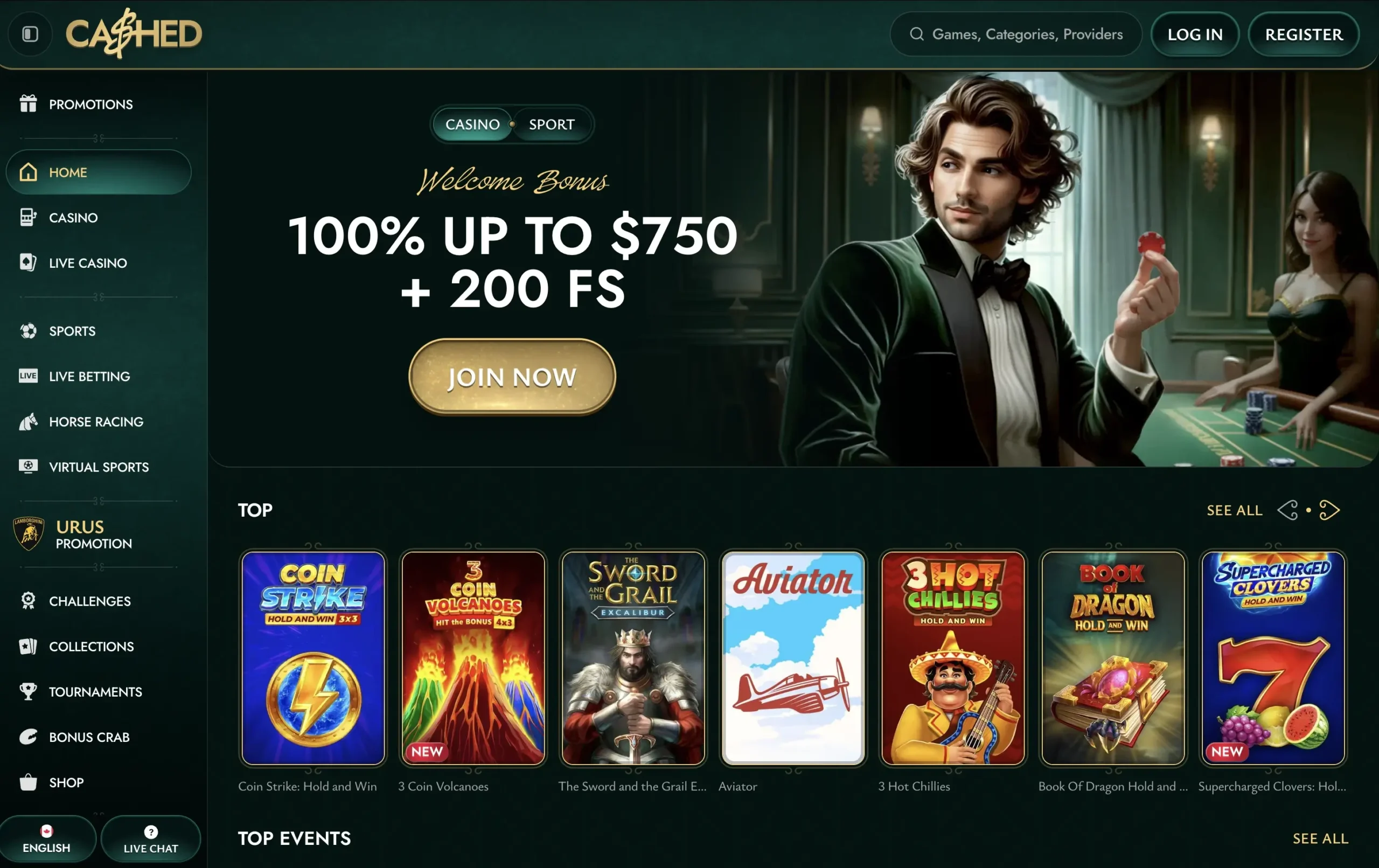 Cashed Home Page