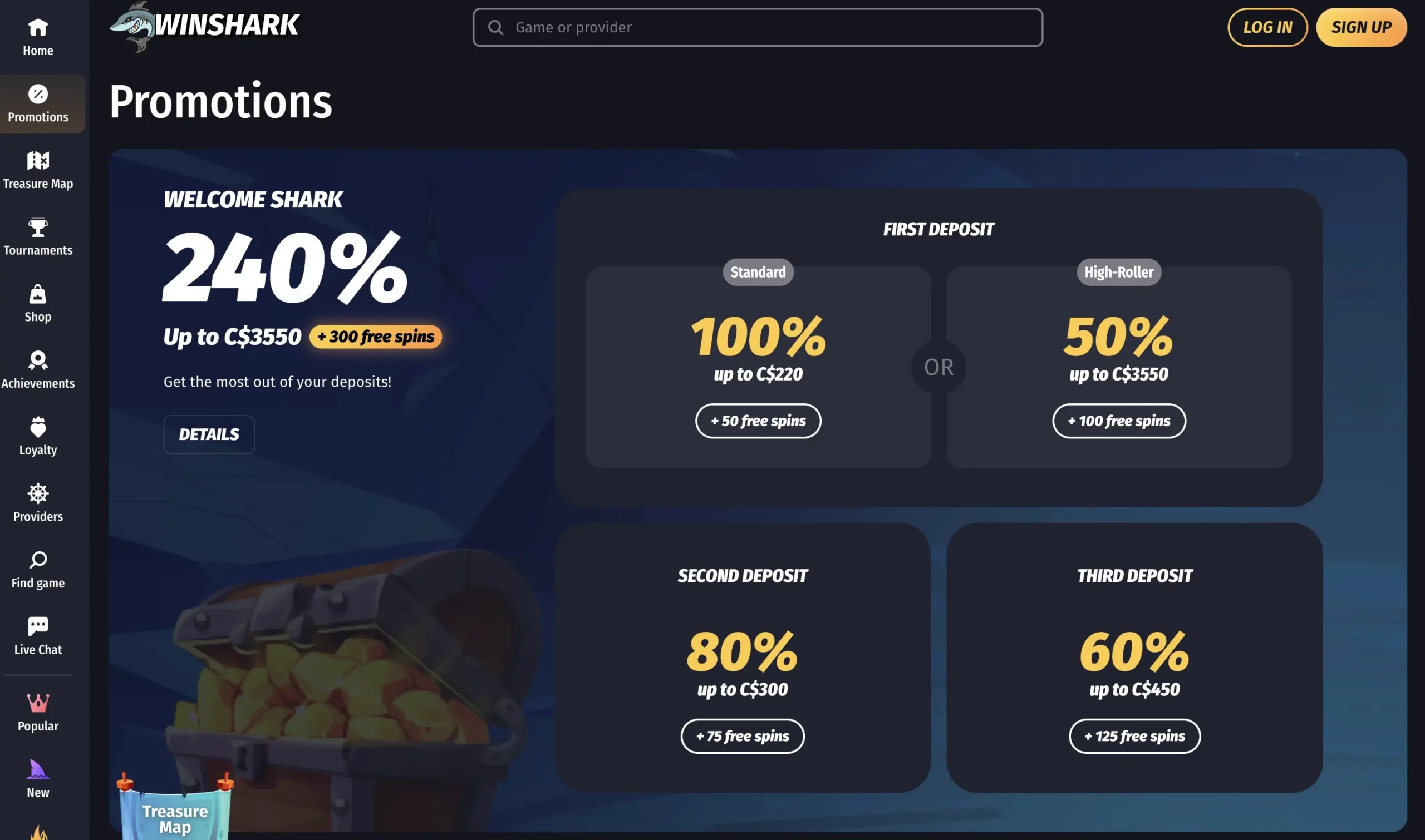 Winshark Welcome Bonus