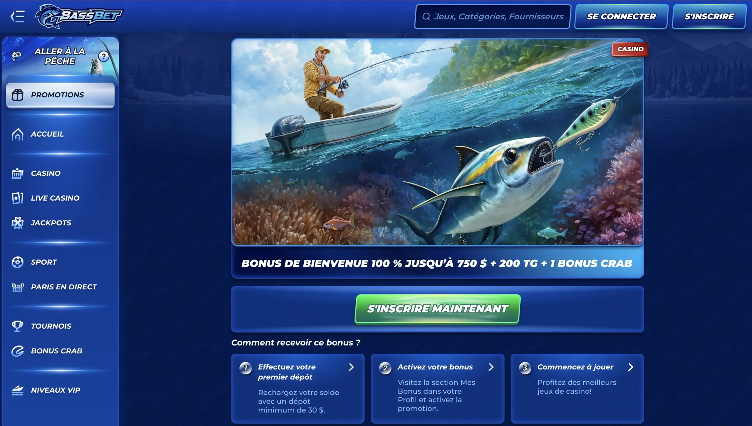 Bonus de bienvenue Bassbet