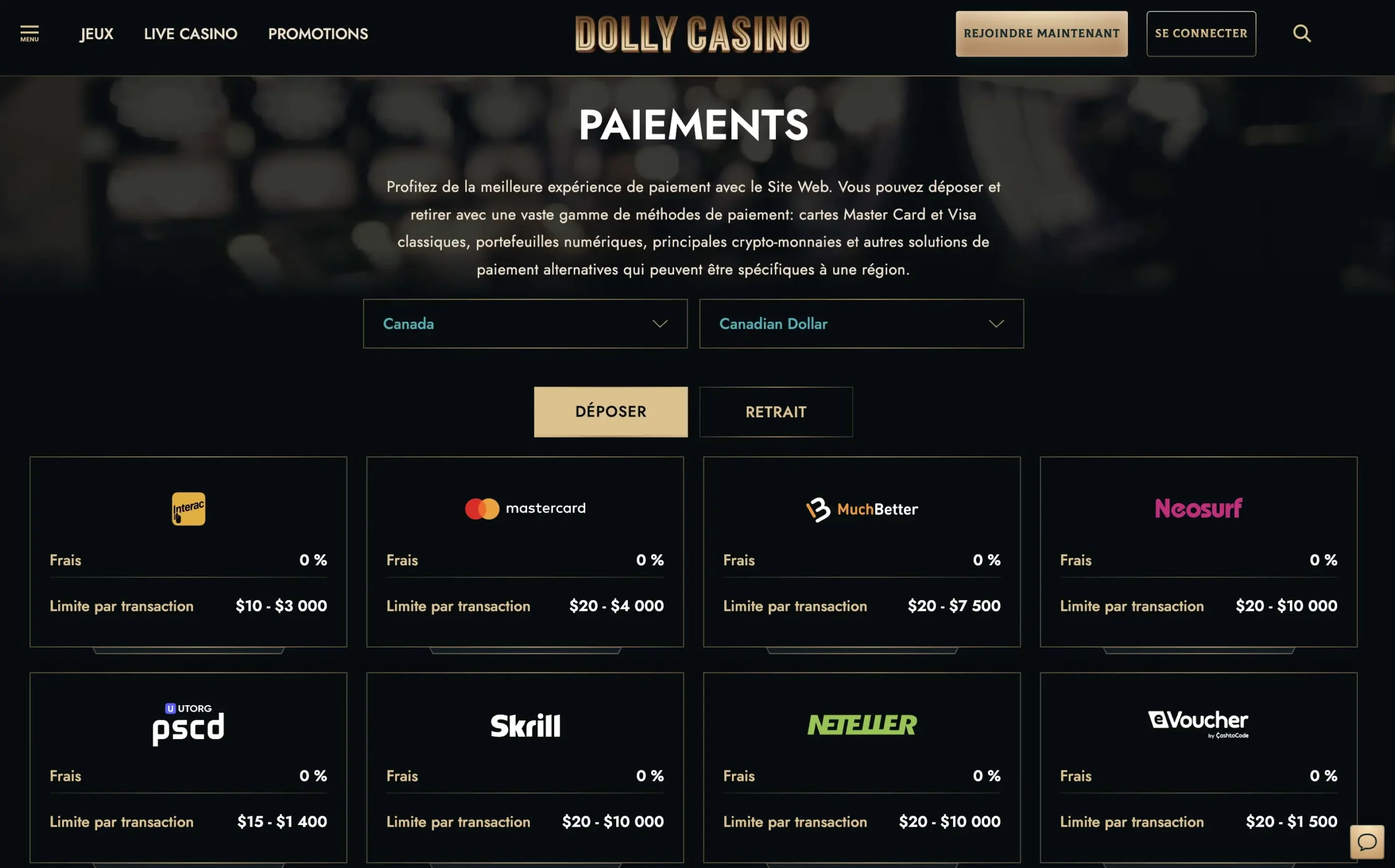 Méthodes de paiement Dolly