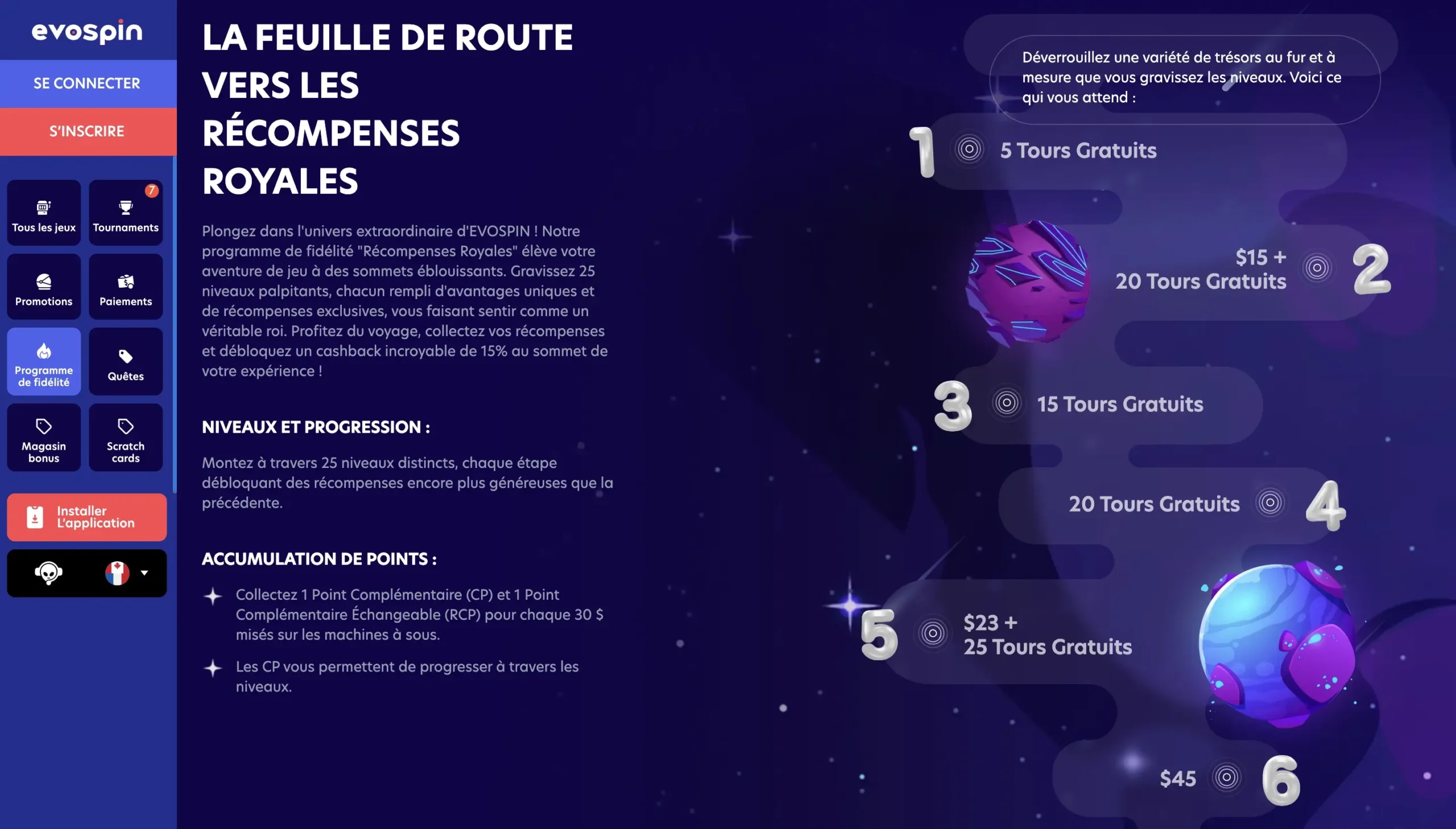 EvoSpin programme de fidélité