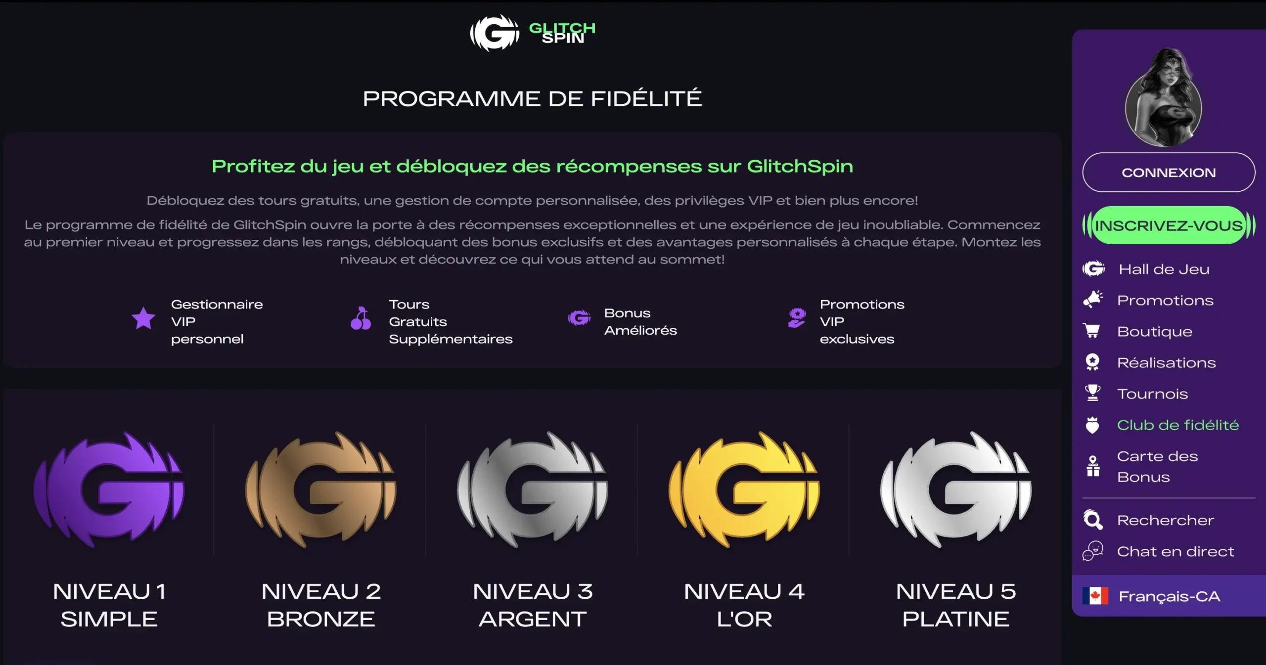Programme de fidélité Glitchspin