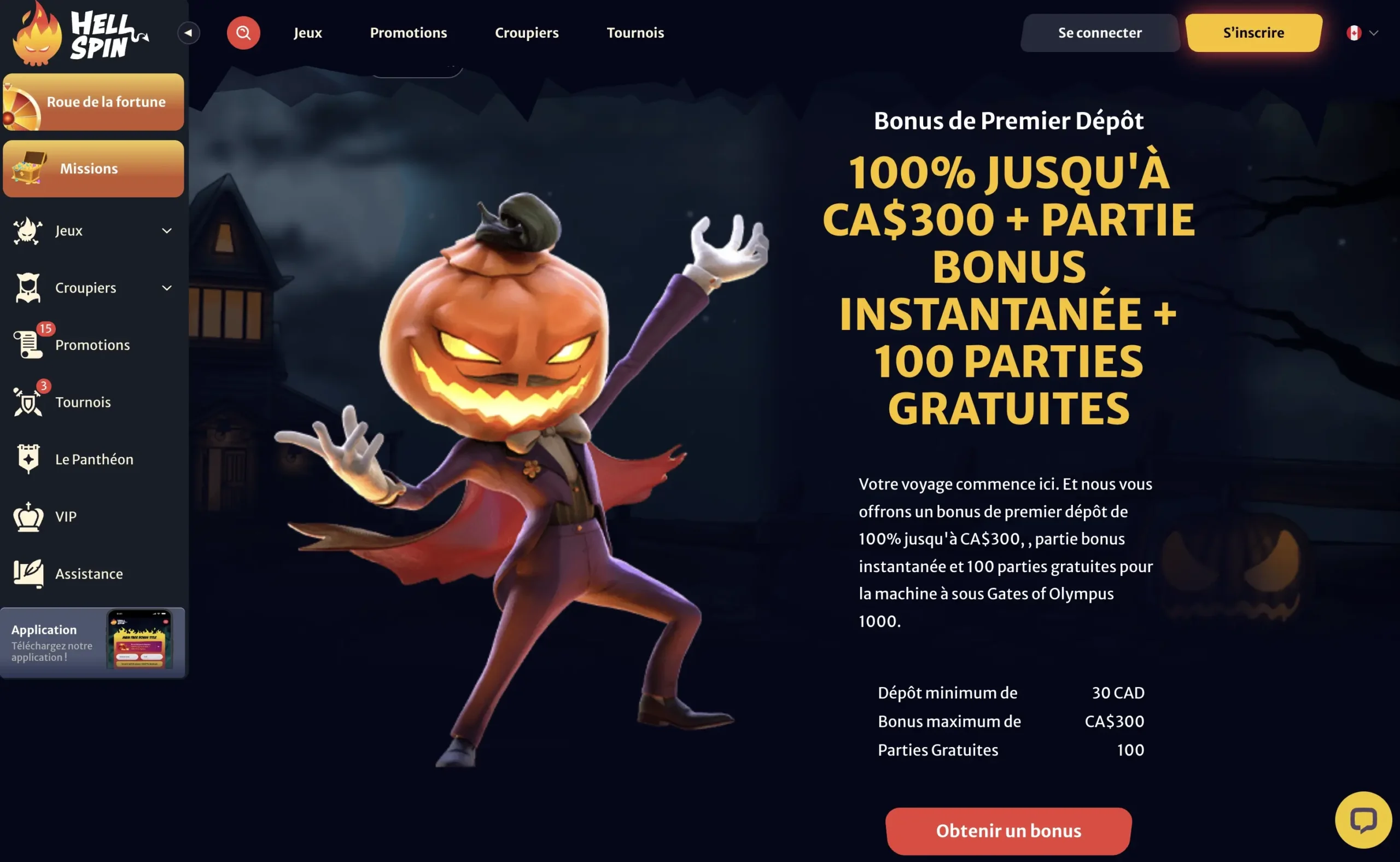 Bonus de bienvenue Hellspin