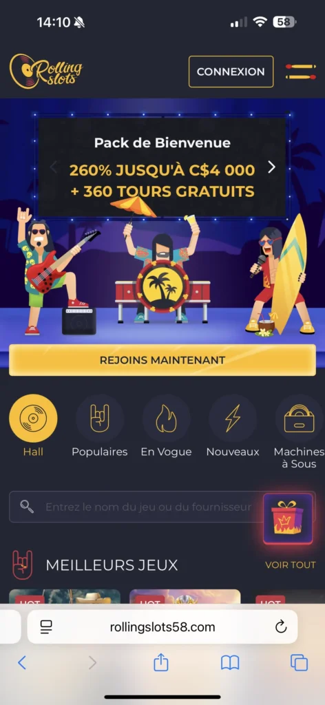 Méthodes de paiement Rolling Slots