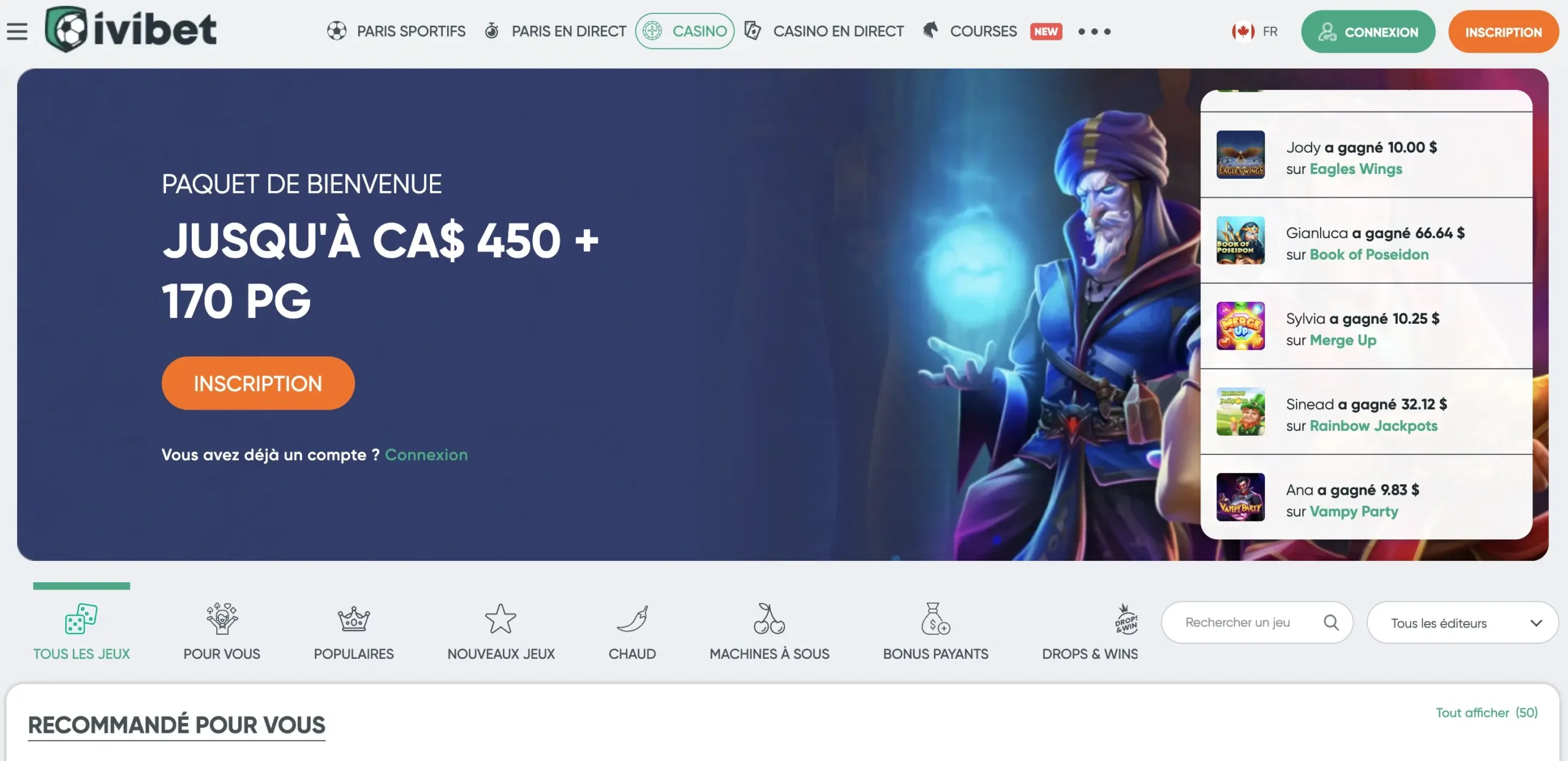 Page d'accueil de Ivibet