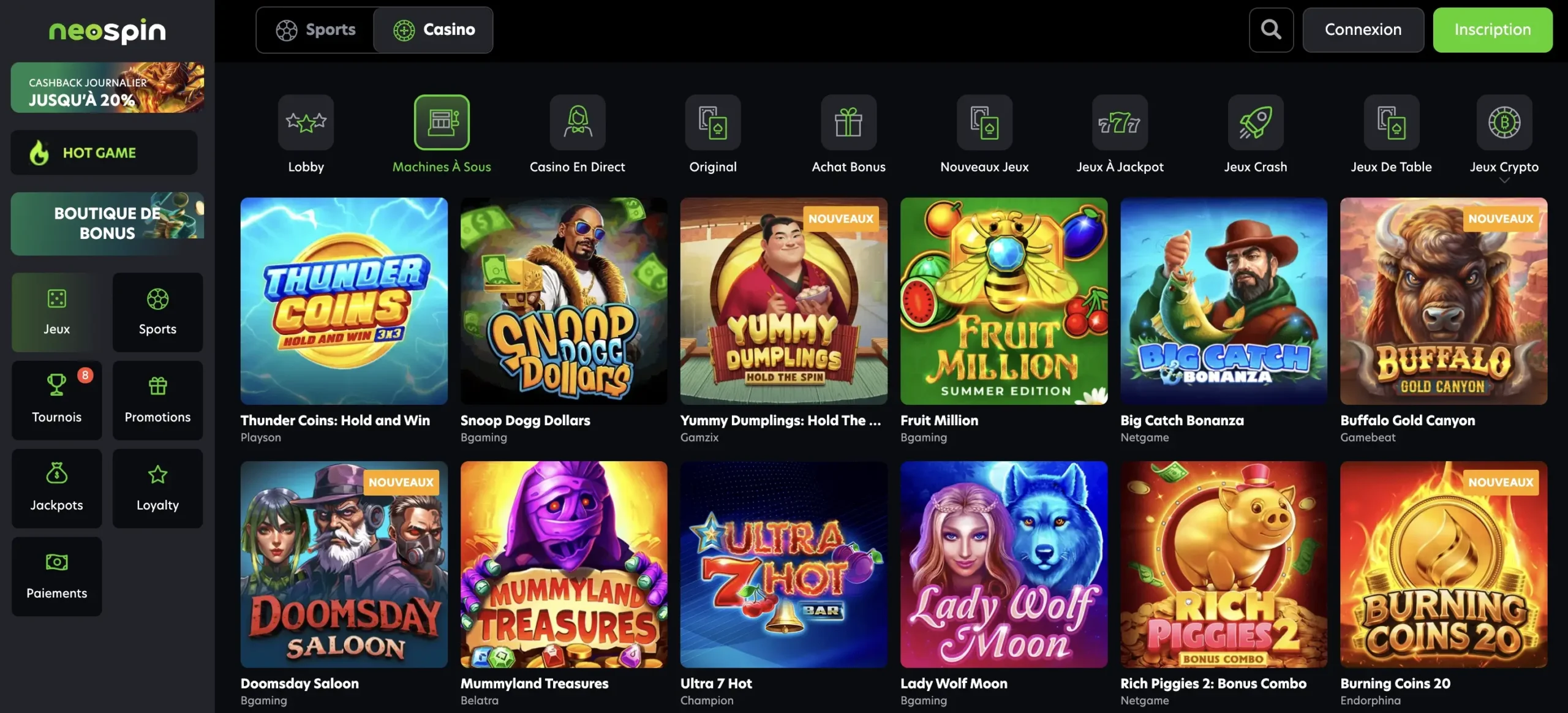 Jeu de casino Neospin