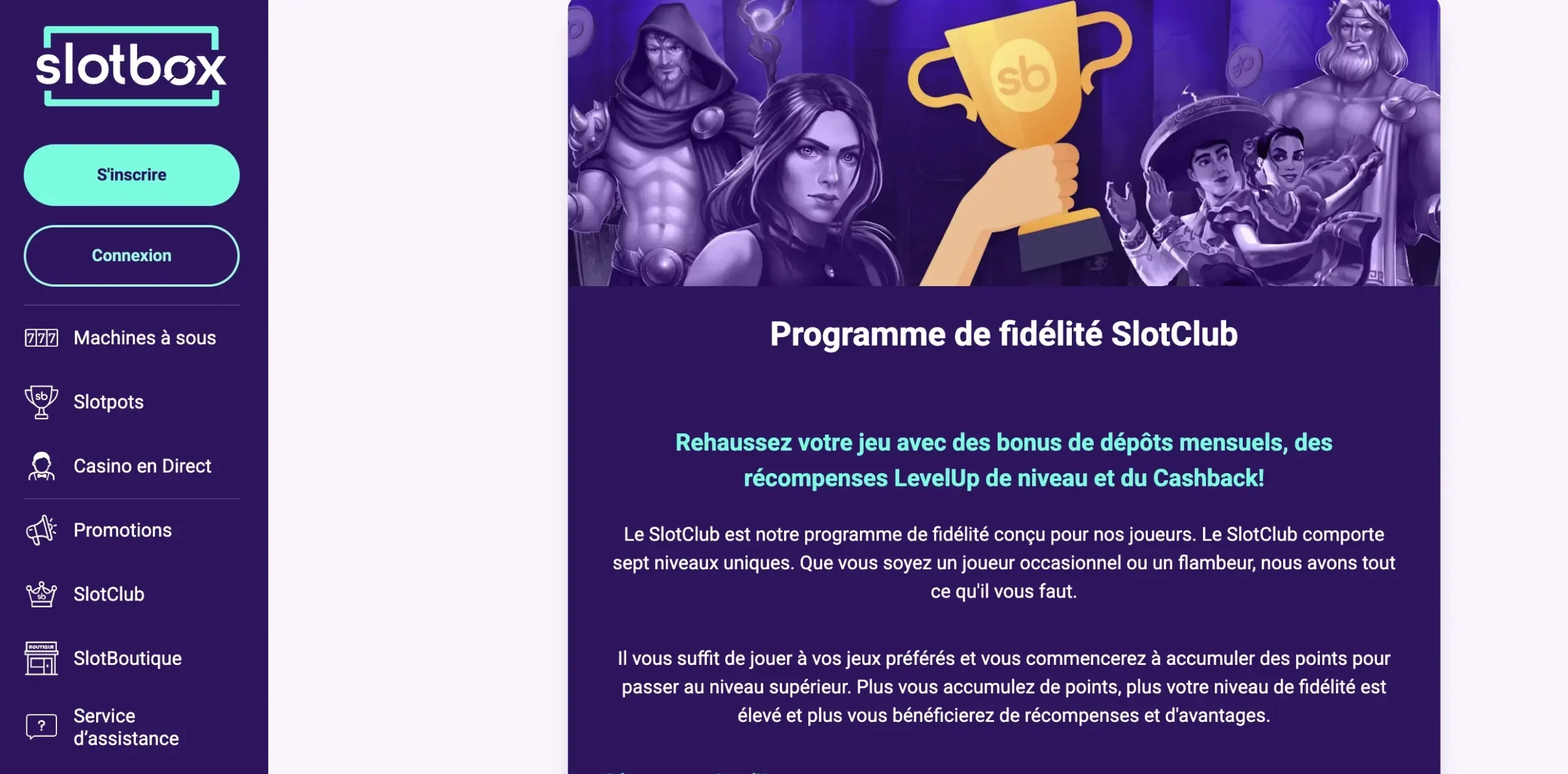 Programme de fidélité VIP Slotbox