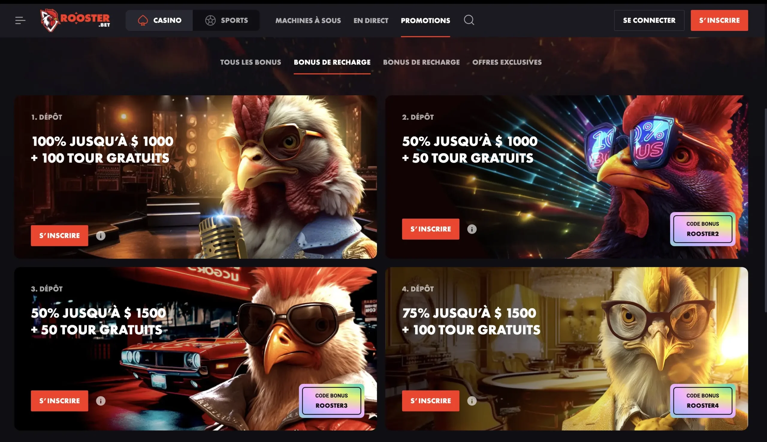Bonus de bienvenue Rooster.bet