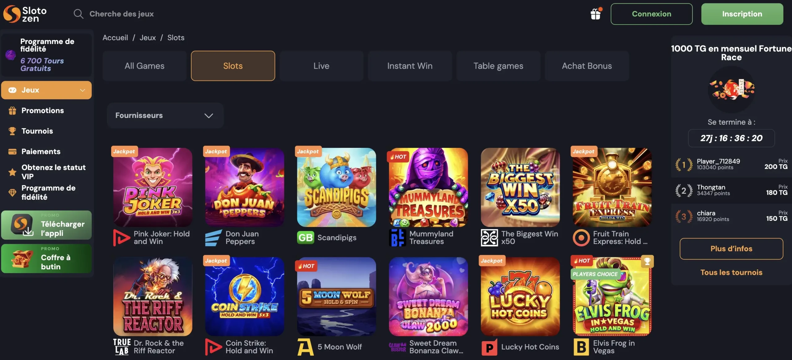 Jeu de casino Slotozen