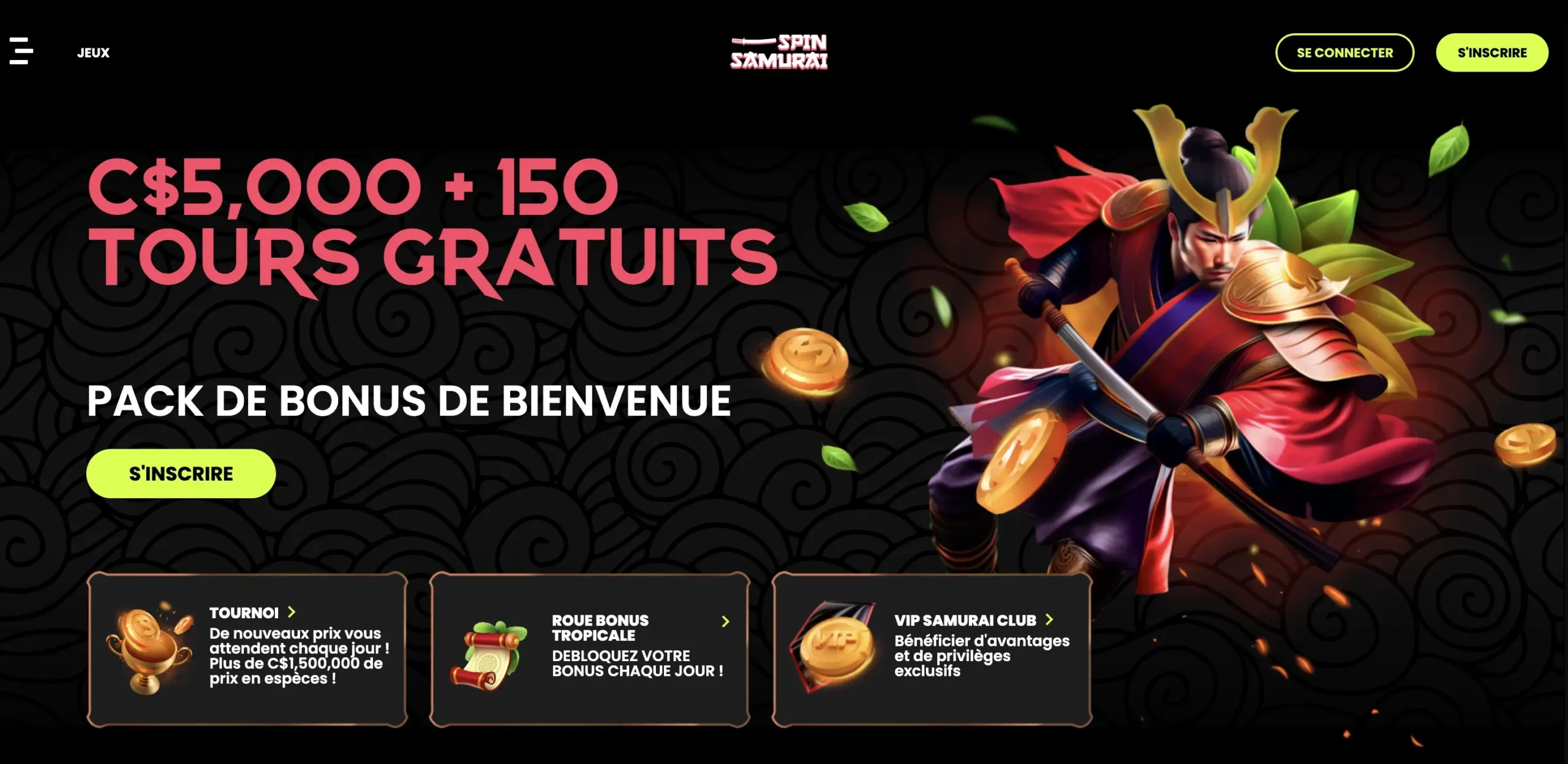 Page d'accueil de Spin Samurai