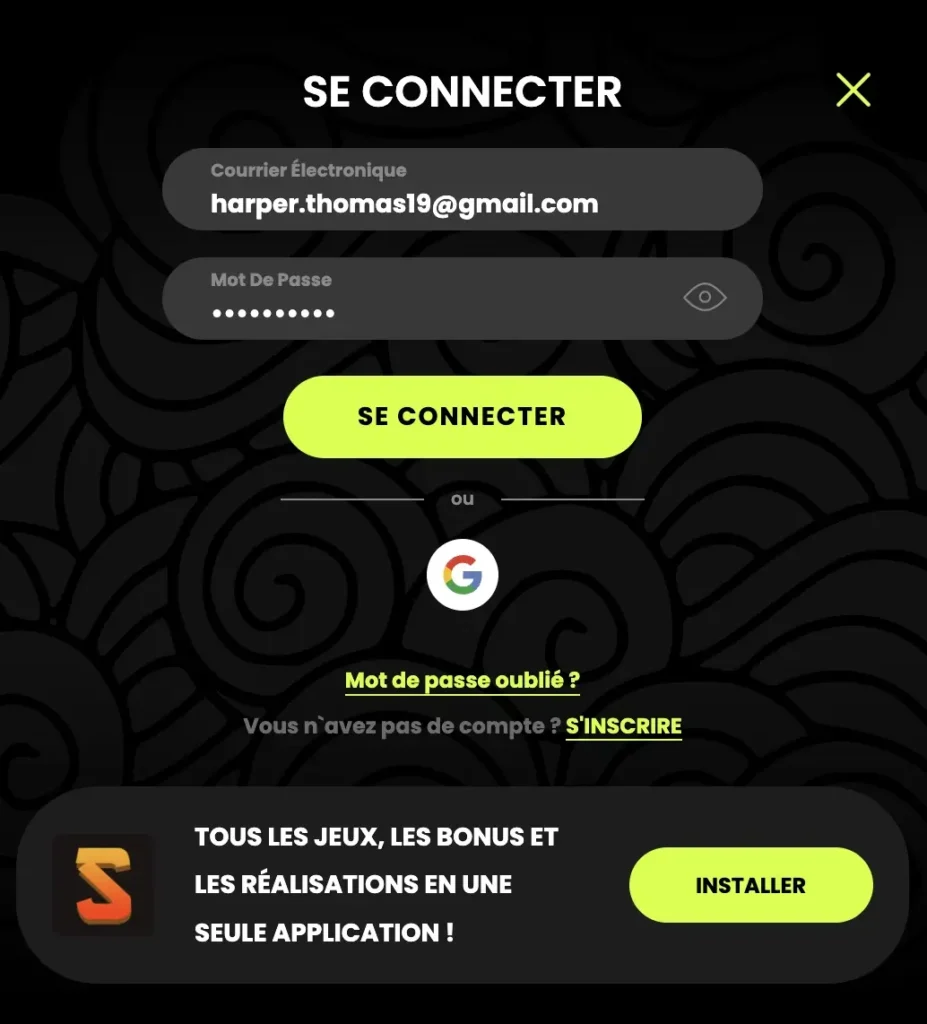 spin samurai login process