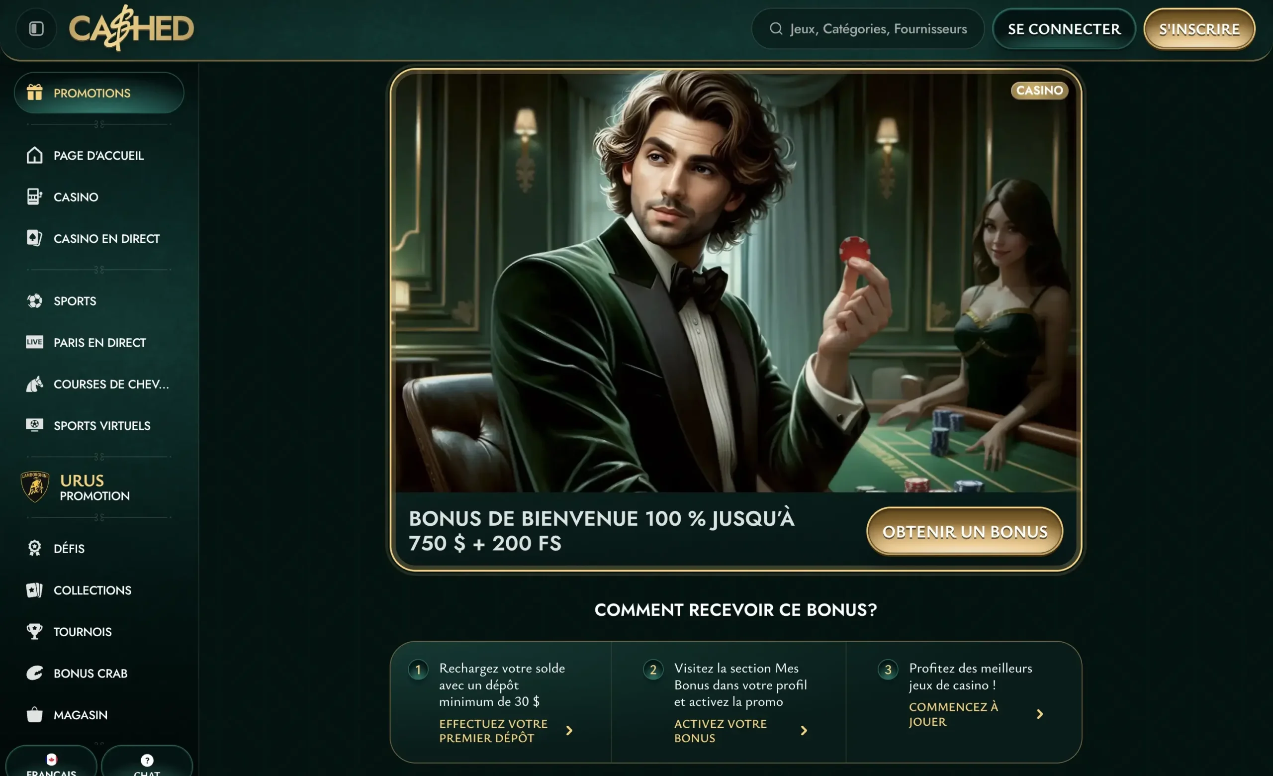 Bonus de bienvenue de Cashed